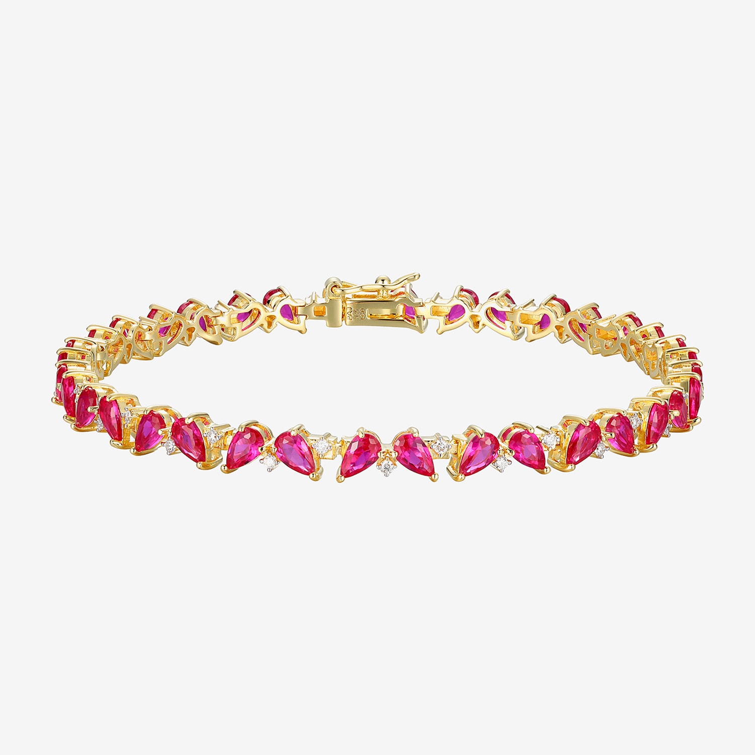 Gemstone 18K Gold Over Silver 7.25 Inch Tennis Bracelet