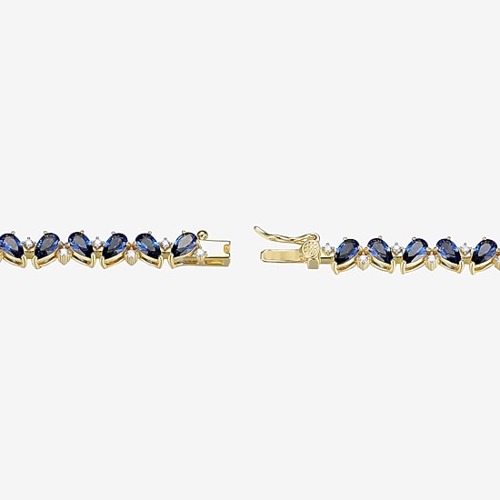 Gemstone 18K Gold Over Silver 7.25 Inch Tennis Bracelet