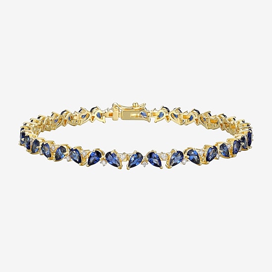 Gemstone 18K Gold Over Silver 7.25 Inch Tennis Bracelet