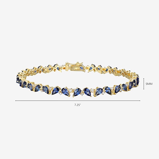 Gemstone 18K Gold Over Silver 7.25 Inch Tennis Bracelet