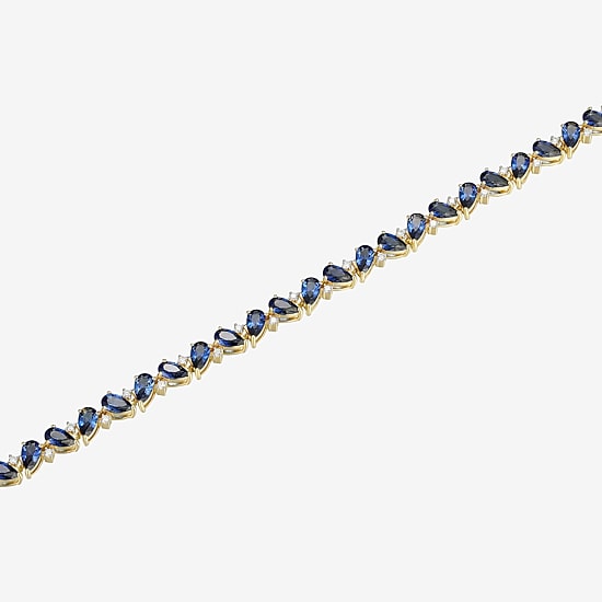 Gemstone 18K Gold Over Silver 7.25 Inch Tennis Bracelet