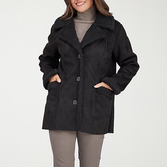 Frye and Co. Womens Faux Shearling Midweight Coat