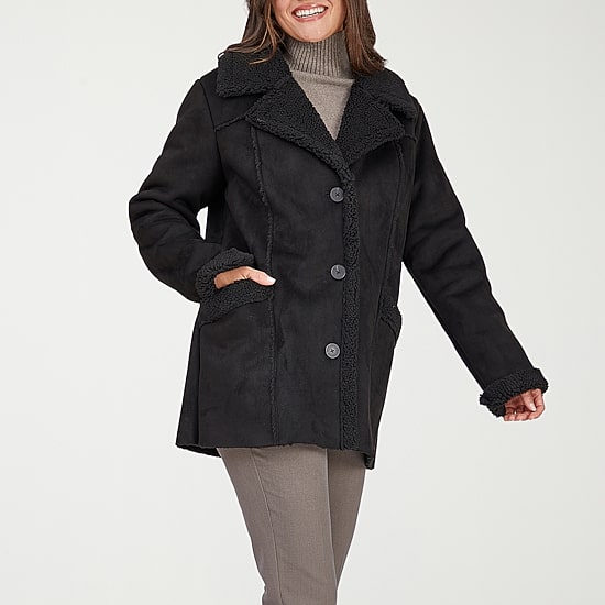 Frye and Co. Womens Faux Shearling Midweight Coat