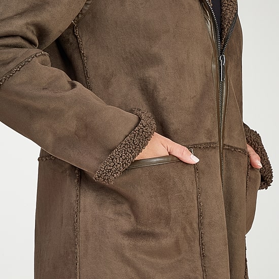 Frye and Co. Womens Faux Leather Hooded Midweight Coat