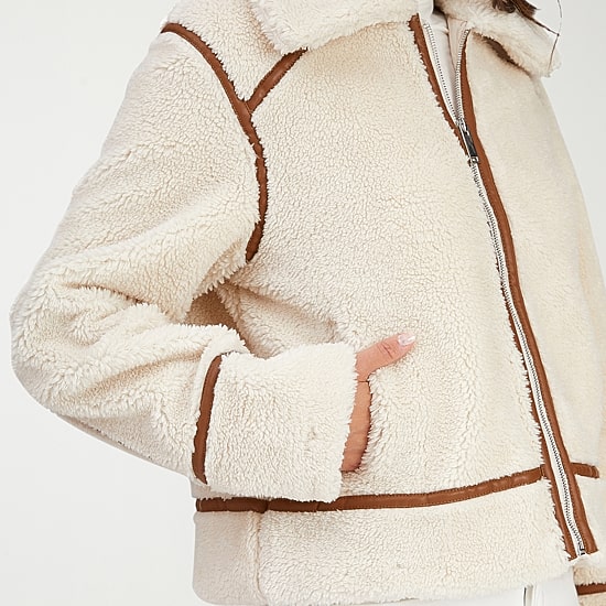Frye and Co. Womens Faux Fur Midweight Bomber Coat