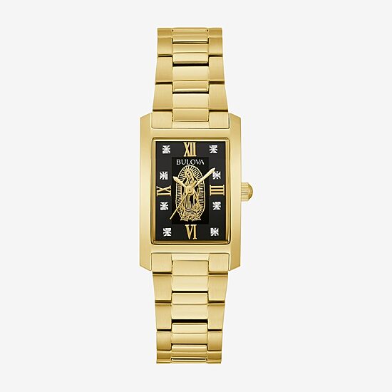 Bulova Our Lady Of Guadalupe / Nuestra Señora De Guadalupe Womens Diamond Accent Gold Tone Stainless Steel Bracelet Watch 97p169