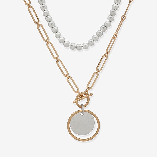 a.n.a Two Tone Womens 16 Inch Strand Necklace