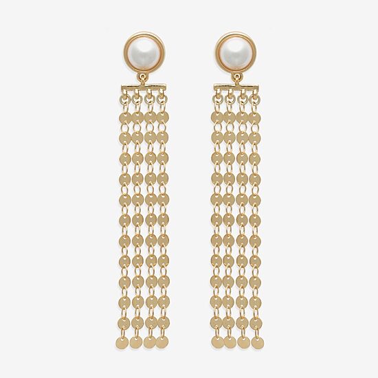 Bijoux Bar Gold Tone Womens Simulated Pearl Drop Earrings