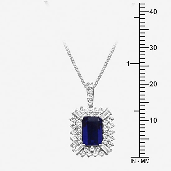 Womens Emeral-cut Gemstone & 1/2 CT. T.W. Lab-Grown Diamond 10K Gold Pendant Necklace