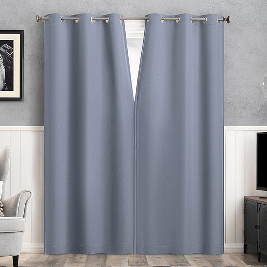 Sun Zero Glynn Magnetic Closure Grommet Top 100% Blackout Set of 2 Curtain Panel