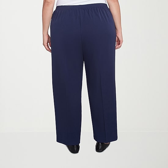 Alfred Dunner Block Island Womens Straight Mid Rise Pull-On Pant