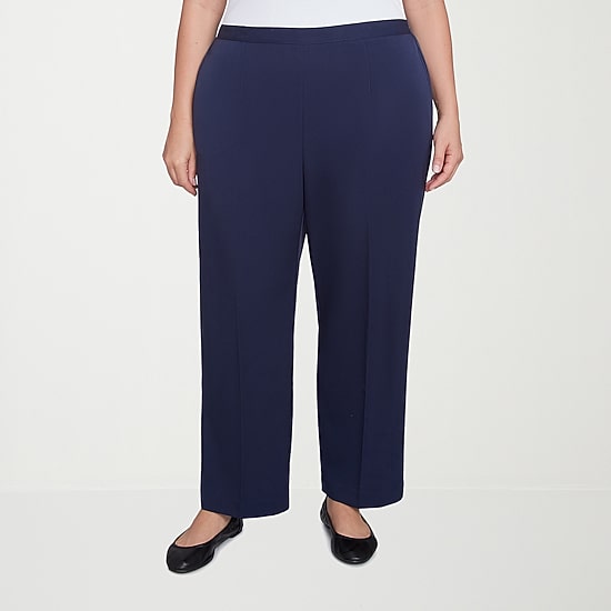 Alfred Dunner Block Island Womens Straight Mid Rise Pull-On Pant