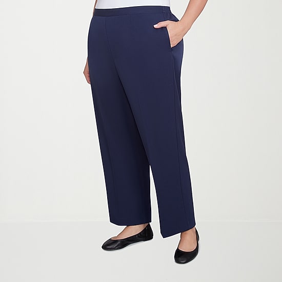 Alfred Dunner Block Island Womens Straight Mid Rise Pull-On Pant