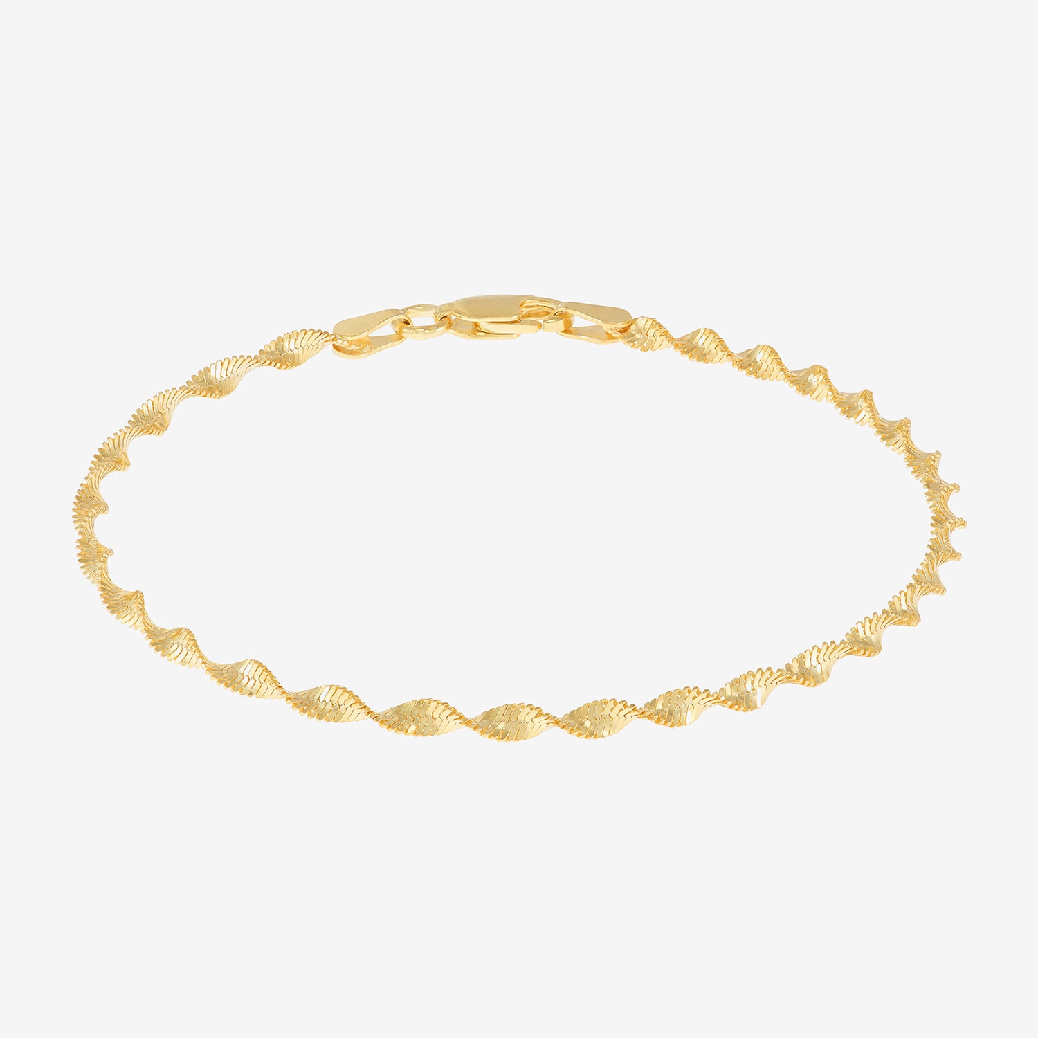 Made in Italy Womens 24K Gold Over Silver 7.5 Inch Solid Chain Bracelet