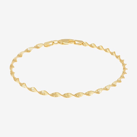 Made in Italy Womens 24K Gold Over Silver 7.5 Inch Solid Chain Bracelet