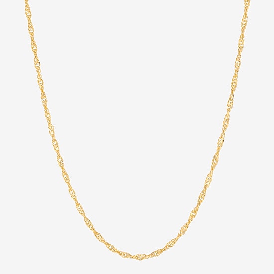 Made in Italy Womens 24K Gold Over Silver 18 Inch Singapore Chain Necklace