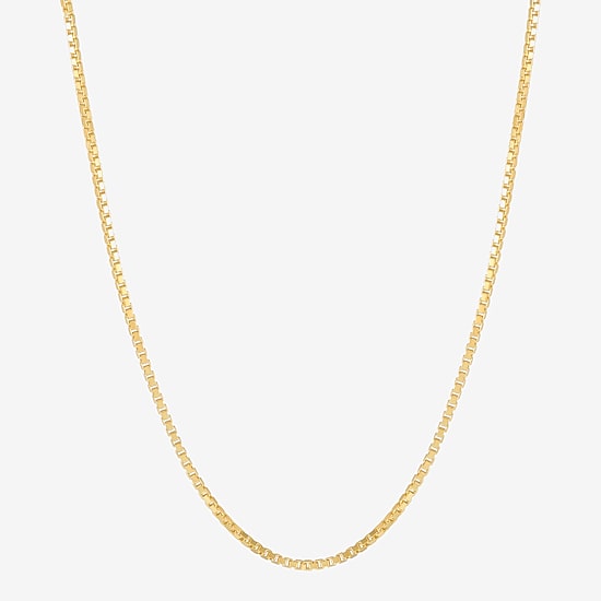 Made in Italy Womens 24K Gold Over Silver 18 Inch Box Chain Necklace