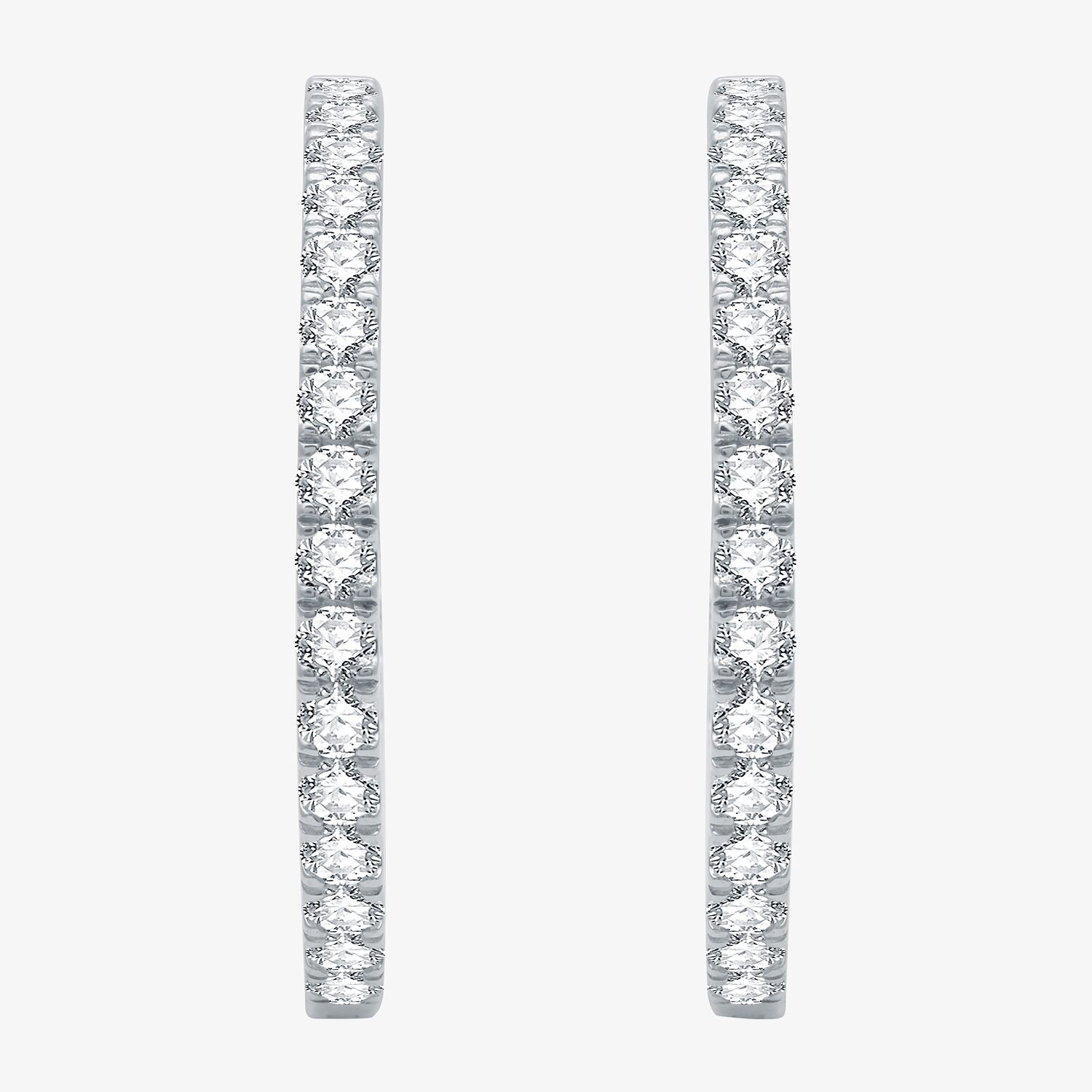 (H-I / I1) 4 CT. T.W. Lab Grown Diamond 10K or 14K White or Yellow Gold 34.3mm Hoop Earrings
