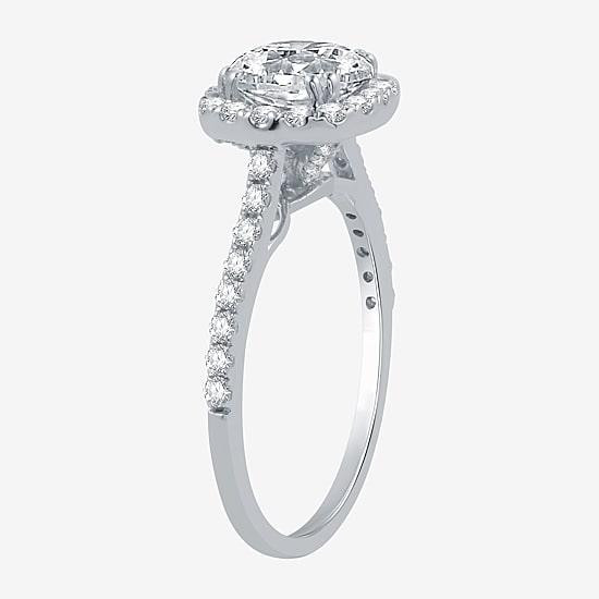 Signature By Modern Bride Womens 2 1/4 CT. T.W. Natural Diamond 14K Gold Cushion Side Stone Halo Bridal Set