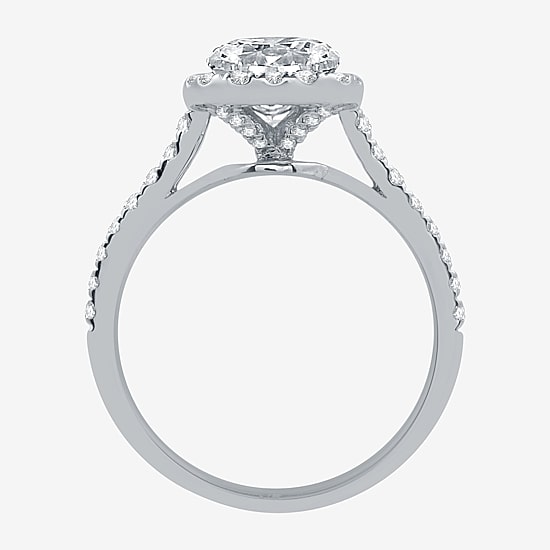 Signature By Modern Bride Womens 2 1/4 CT. T.W. Natural Diamond 14K Gold Cushion Side Stone Halo Bridal Set
