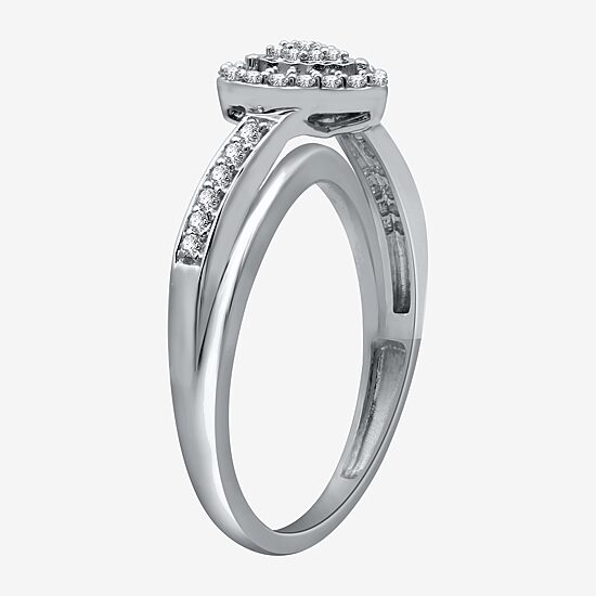 Womens 1/4 CT. T.W. Natural White Diamond Sterling Silver Heart Promise Ring
