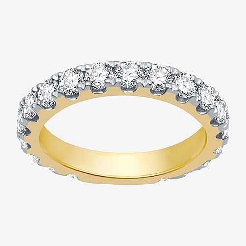 (H-I / I1) Womens 2 CT. T.W. Lab Grown White Diamond 10K Gold Eternity Wedding Band, 9, Yellow