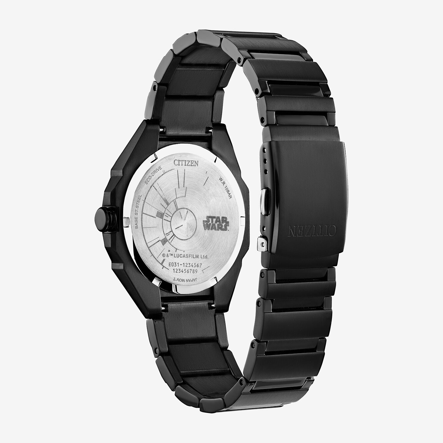 Citizen Death Star Star Wars Mens Black Stainless Steel Bracelet Watch Bj6539-50w