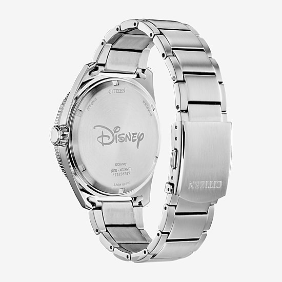 Citizen Mickey Sport Mickey Mouse Mens Silver Tone Stainless Steel Bracelet Watch Aw1595-78w
