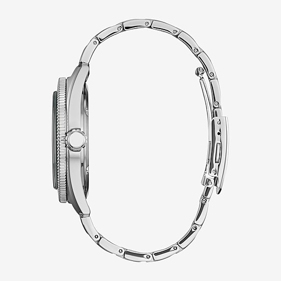 Citizen Mickey Sport Mickey Mouse Mens Silver Tone Stainless Steel Bracelet Watch Aw1595-78w