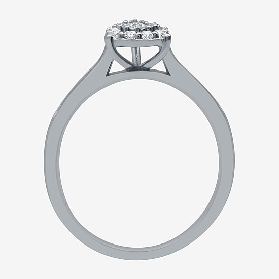 I Said Yes (H-I / I1) Womens 3/8 CT. T.W. Lab Grown White Diamond Sterling Silver Pear Side Stone Halo Bridal Set