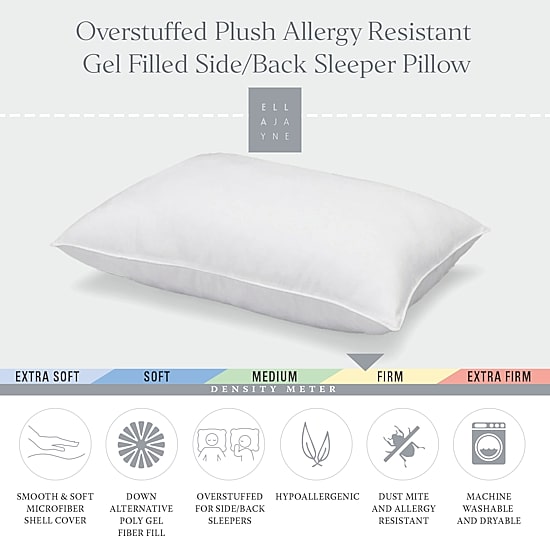 Ella Jayne Signature Plush Firm Allergy-Resistant Down Alternative Side/Back Sleeper Pillow, Set of 4