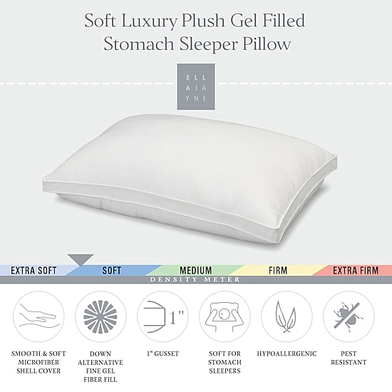 Ella Jayne Gussetted Soft Plush Down Alternative Poly Gel Fiber Stomach Sleeper Pillow