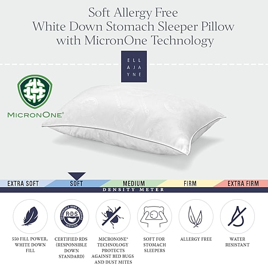 Ella Jayne MicronOne Technology for Allergy Bed Bug and Dust Mite free Down Alternative Pillow Medium Density