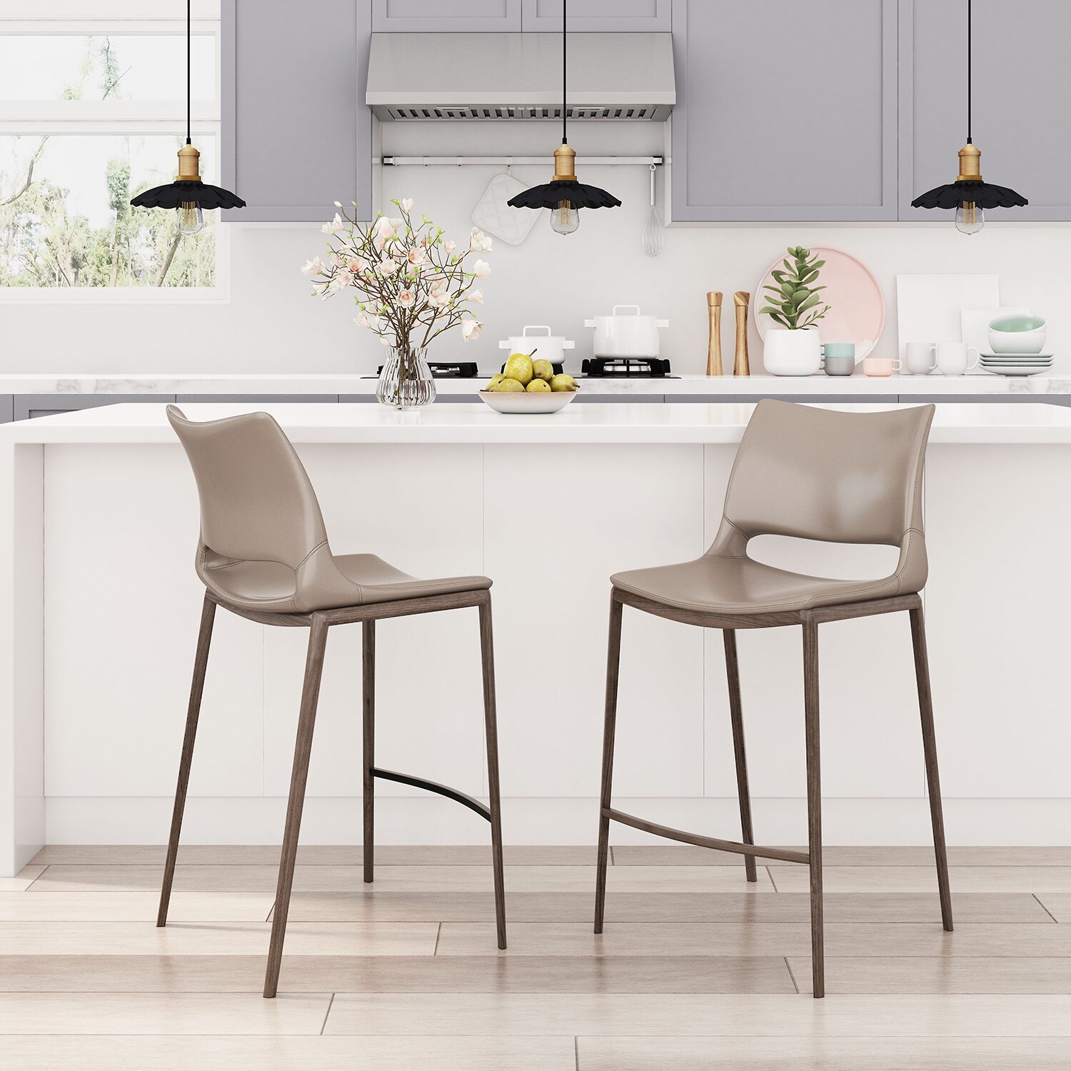Zuo Modern Ace 2-pc. Counter Height Upholstered Bar Stool