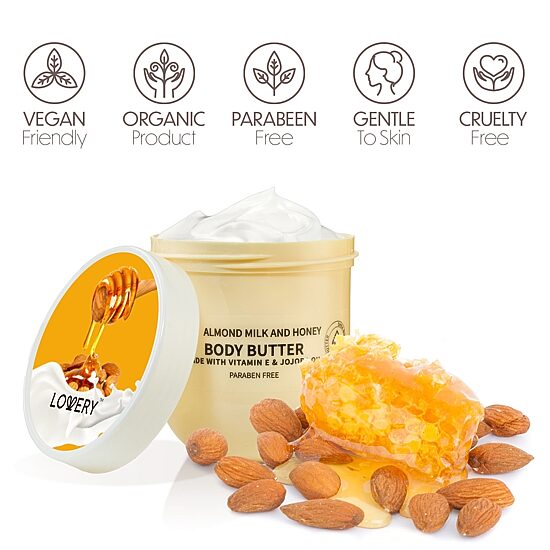 LOVERY™ Almond Milk & Honey Body Butter - 6oz (18$ Value)