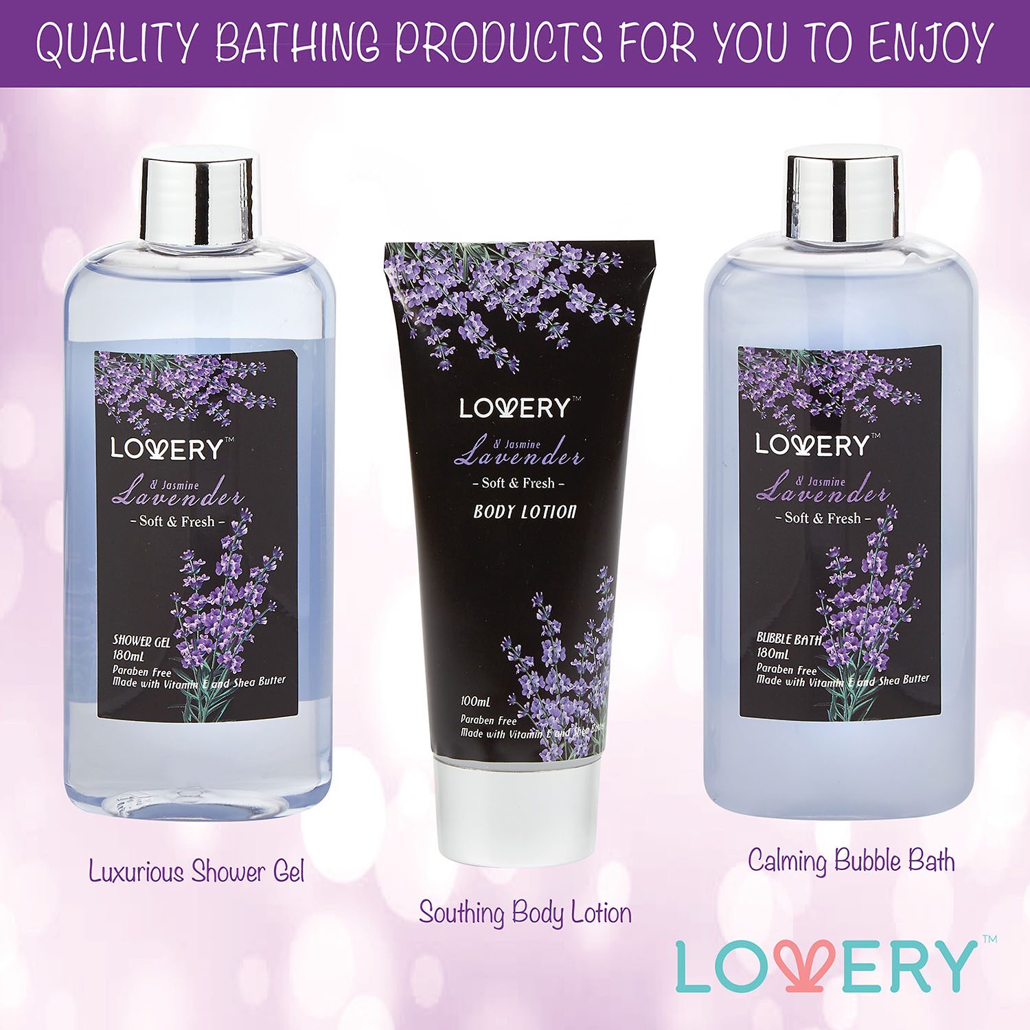 LOVERY™ Lavender & Jasmine Spa Bath Gift Set - 9pc Relaxation Kit