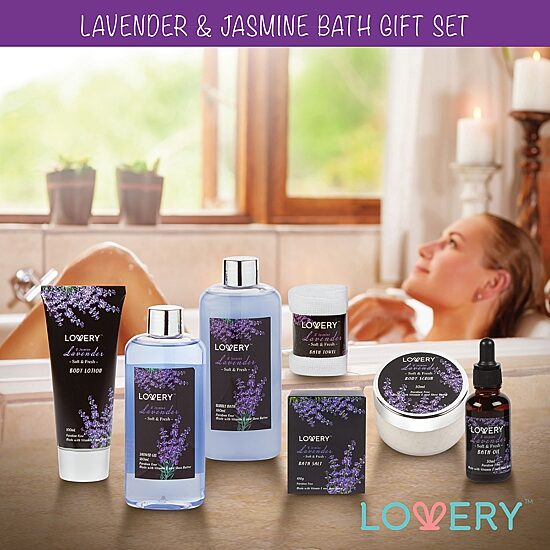 LOVERY™ Lavender & Jasmine Spa Bath Gift Set - 9pc Relaxation Kit