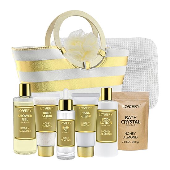 LOVERY™ Honey Almond Home Bath Gift Set - 8pc Spa Gift Bag