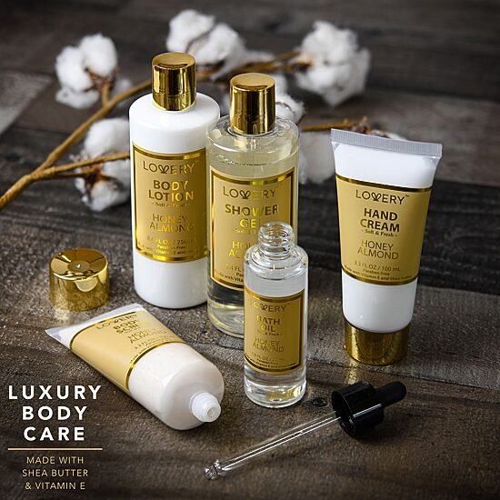 LOVERY™ Honey Almond Home Bath Gift Set - 8pc Spa Gift Bag