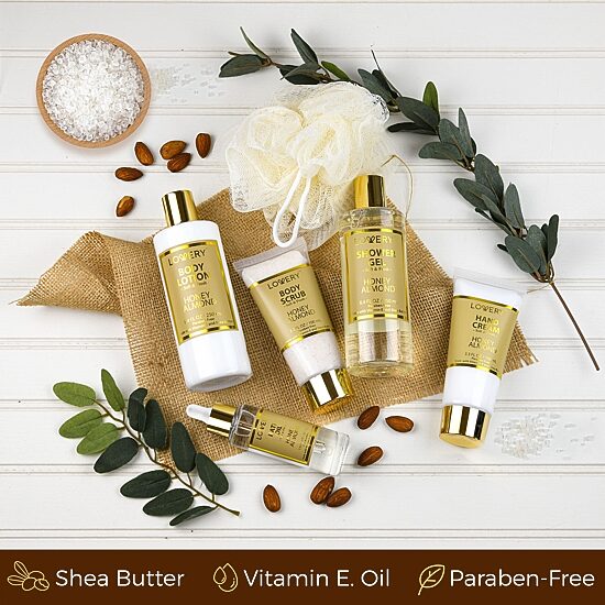 LOVERY™ Honey Almond Home Bath Gift Set - 8pc Spa Gift Bag