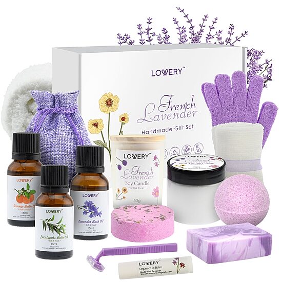 LOVERY™ French Lavender Relaxation Gift - 14pc Home Bath And Spa Kit