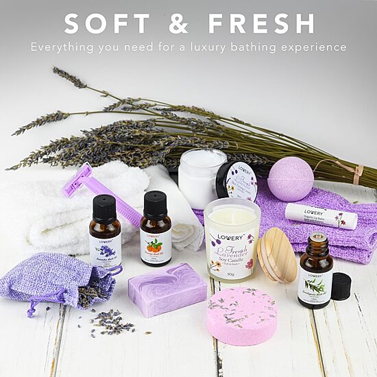LOVERY™ French Lavender Relaxation Gift - 14pc Home Bath And Spa Kit