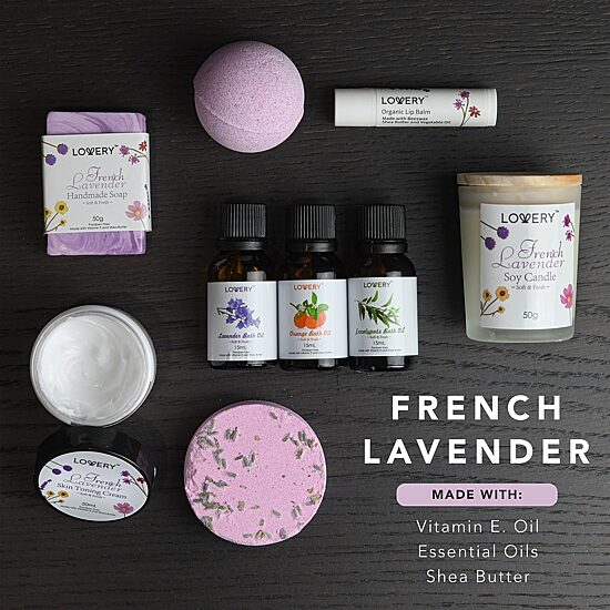 LOVERY™ French Lavender Relaxation Gift - 14pc Home Bath And Spa Kit