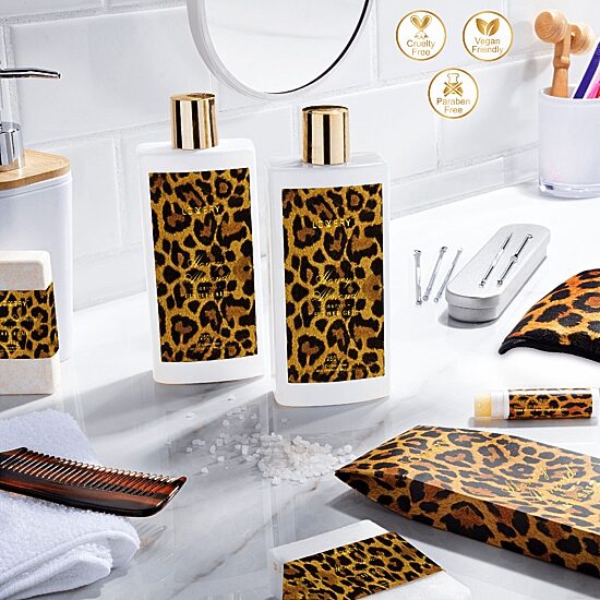 LOVERY™ Luxe Honey Almond Spa Gift Basket -18pc Leopard Self Care Kit