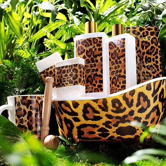 LOVERY™ Luxe Honey Almond Spa Gift Basket -18pc Leopard Self Care Kit