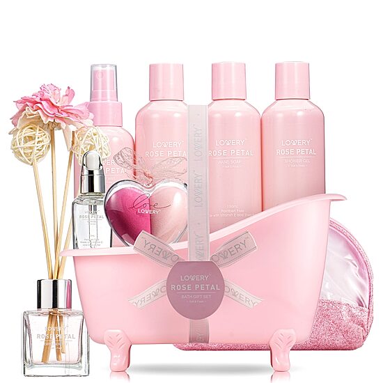 LOVERY™ Luxe Rose Petal Pampering Package For Women - 16pc Gift Set