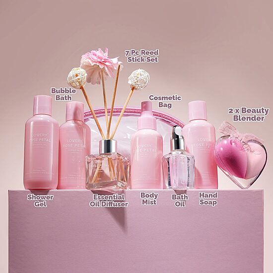 LOVERY™ Luxe Rose Petal Pampering Package For Women - 16pc Gift Set