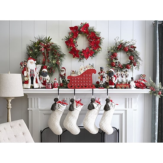 North Pole Trading Co. Ivory Knit Monogram Christmas Stocking