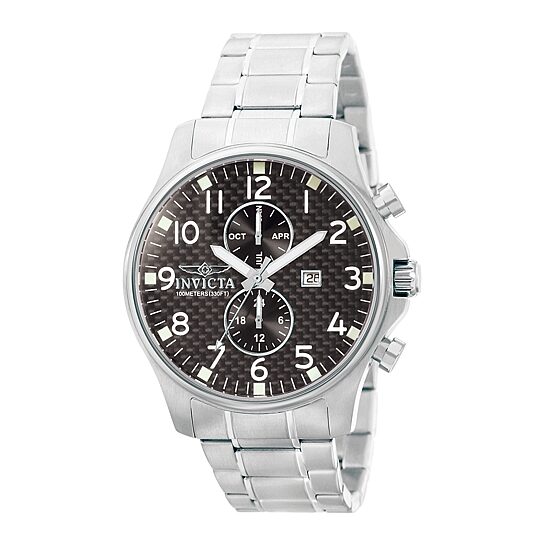 Invicta® Mens Specialty Stainless Steel Black Dial Bracelet Watch 0379