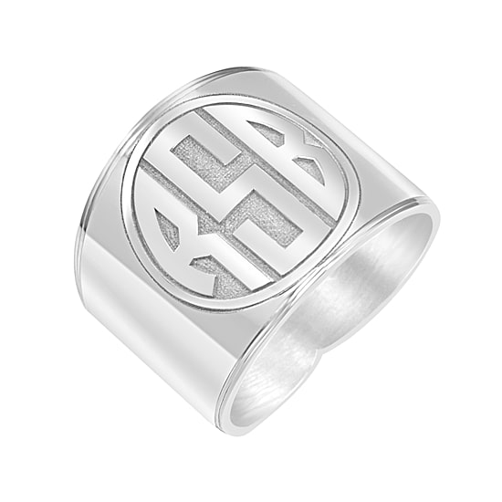 Personalized Circle Block Monogram Ring 